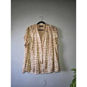 Jones New York Collection Silk Blend Blouse | Size 22W | Neutral Geometric